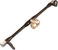 Black metal stereo bar with a silver clip for mounting a microphone or similar device.