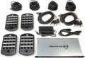Four audio mixers with cables, power supply, and a metal audio interface unit labeled Hear Back PRO.