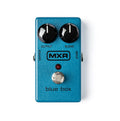 Blue guitar effects pedal with two black knobs, one footswitch, and MXR branding.