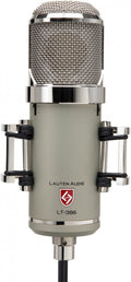 Front view of a Lauten Audio LT-386 microphone with metal mesh grille and attached cable.
