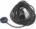 Coiled black braided cable with a blue pickup sensor labeled SCHERTLER Dyn-UNI and a 3-pin male XLR connector.