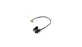 Small black pickup device with an attached cable, clip, and two connectors on a white background.