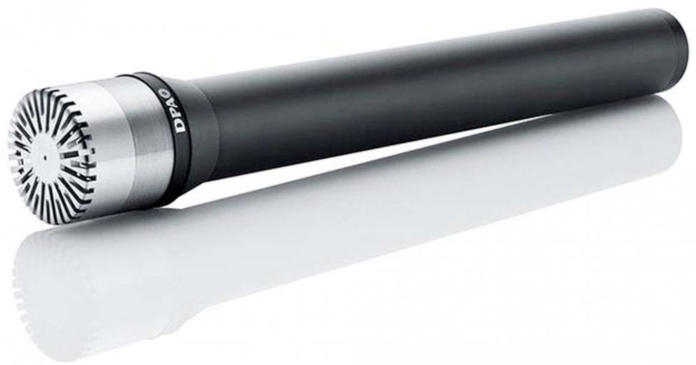 Black handheld microphone with silver grille and DPA logo on the grille ring