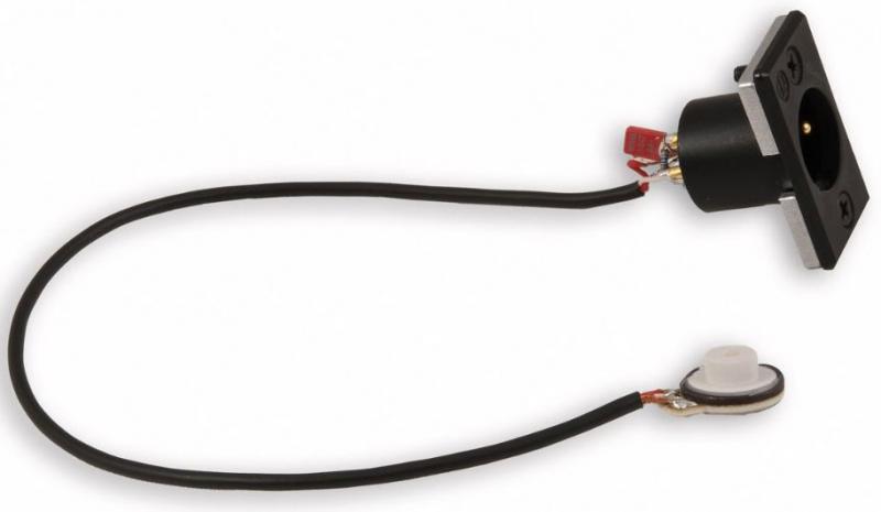 Black cable with a small round pickup sensor on one end and a black panel-mount XLR female connector on the other end.