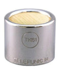 Small silver cylindrical microphone capsule with gold mesh top and TELEFUNKEN branding.