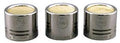 Three silver cylindrical microphone capsules with beige foam tops arranged in a row.