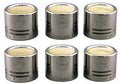 Six silver cylindrical microphone capsules arranged in two rows of three with yellow foam tops