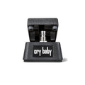 Black cry baby pedal with foot treadle and silver pivot on a white background.