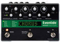 Black modulation pedal with multiple control knobs, footswitches, and digital display showing CHORUS effect.