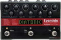 Top view of an Eventide PitchFactor harmonizer pedal showing knobs, footswitches, and a digital display.