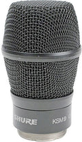 Close-up image of a black metal microphone capsule labeled SHURE KSM9 with a threaded connector base.