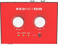 Red rectangular device with two large rotary knobs, status LEDs, and two round connectors on top.