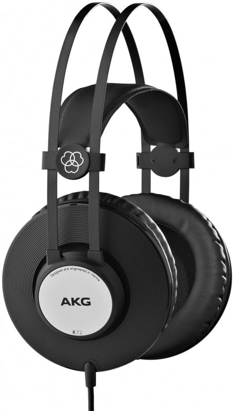 Black over-ear headphones with silver circular ear cup covers and a single wired cable.