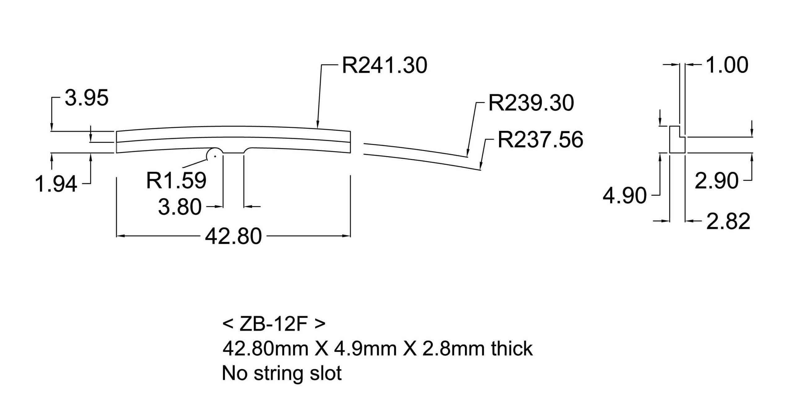 Gold Tone ZB-12F Zero Glide Unslotted Replacement Nut – Fender Style