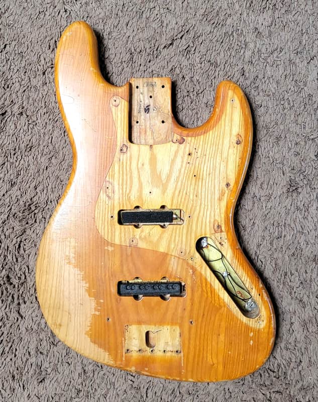 Vintage 1972 (4-Bolt) FenderJazz Bass Body - Original Natural Finish 72 1970s 70s