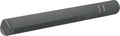 Long black shotgun microphone with foam covering and grille slots along the body.