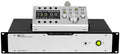 Rackmount monitor controller labeled m905 with a remote control device showing a digital display and buttons on top.