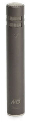 Gray cylindrical microphone with mesh grille and MG logo, labeled Made in Germany.