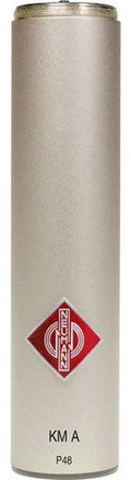 Silver cylindrical microphone with Neumann logo and KM A label.