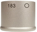 Close-up view of a silver cylindrical metal microphone capsule with the number 183 and a circle symbol printed on it.