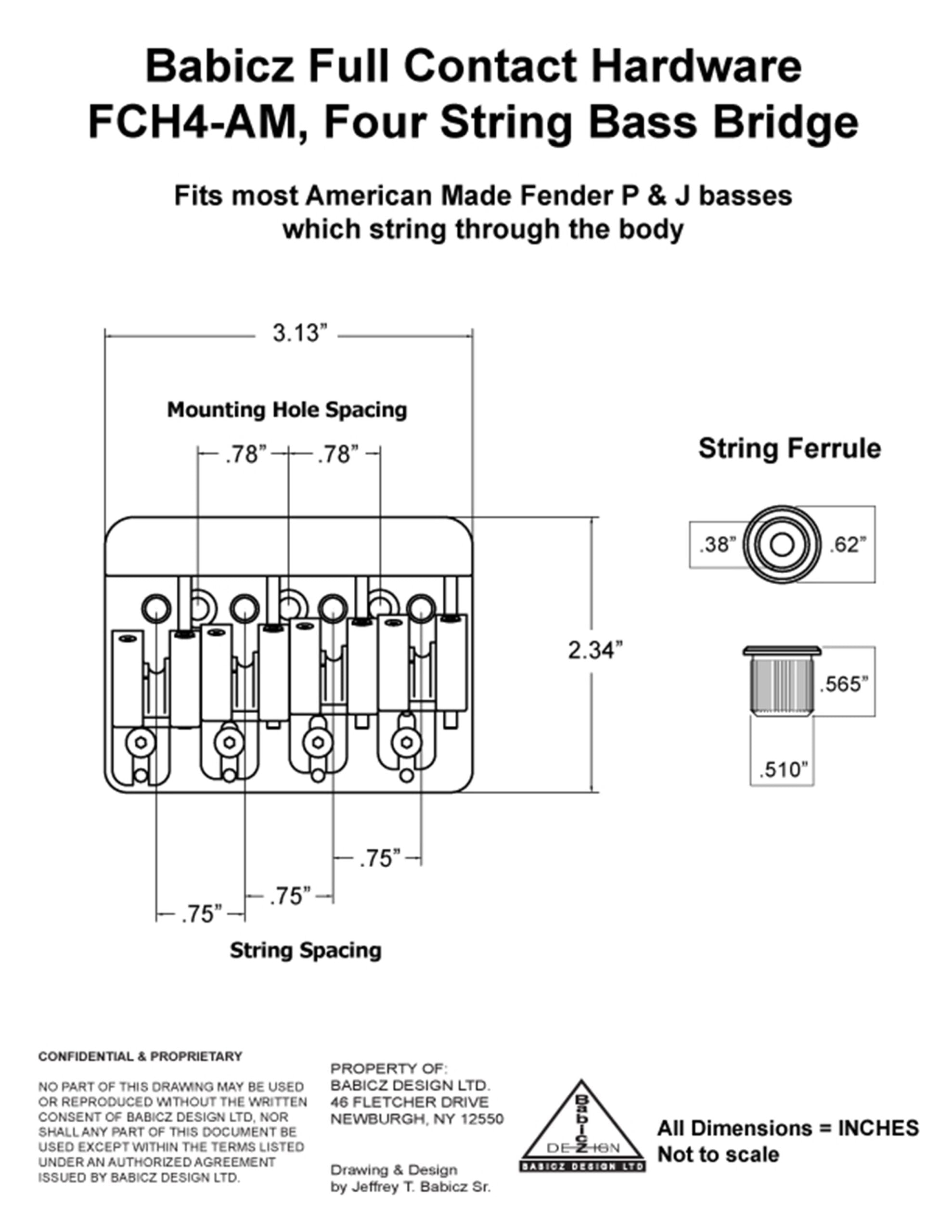 Babicz FCH-AM Bass Bridge, String Thru, Original Series