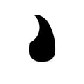 Black teardrop-shaped guitar pickguard on a white background.