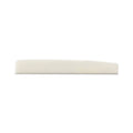 White guitar saddle with a slightly curved top edge against a white background.