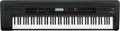 Black 88-key synthesizer keyboard with screen, knobs, sliders, and buttons on the control panel.