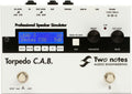 White audio device labeled Torpedo C.A.B. with digital screen, knobs, buttons, footswitches, and multiple input/output ports