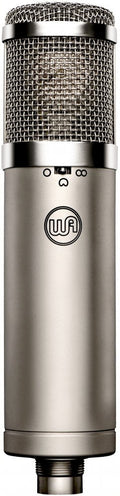 Silver microphone with metal mesh grille, rotary switch, and WA logo on the body.