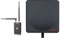 A black SWIT panel receiver with two antennas and a gold knob on the side.