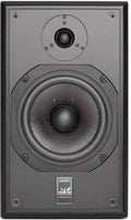 Front view of a black ATC professional series loudspeaker with two speaker drivers.