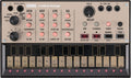 KORG Volca Keys synthesizer with control knobs, push buttons, touch keys, MIDI input, and 3.5mm jacks