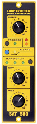 Vertical audio processor panel with knobs and buttons labeled Looptrotter SAT 500.