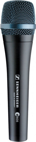 Black handheld microphone with a metal mesh grille and SENNHEISER branding on the body.