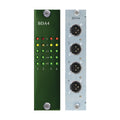 Front and rear panels of an electronic module labeled BDA4 with LED indicator lights and four XLR female connectors.