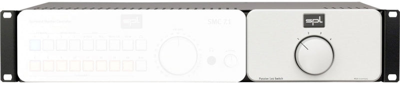 Silver rackmount audio device with multiple controls and spl branding on front panel.