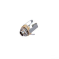 Metallic 1/4 inch panel mount audio jack socket with mounting nut and solder terminals.