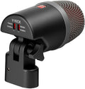 Black SE Electronics V Kick microphone with metal grille and two small switches labeled classic and modern.
