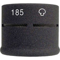Close-up front view of a black metal microphone capsule with the number 185 printed on it.