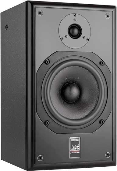 Black rectangular studio monitor speaker with two drivers and ATC professional audio label on front.