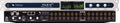 Front panel of an audio converter device with multiple analog inputs and outputs, Ethernet ports, and control knobs.