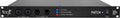 Black audio patchbay front panel with combination input jacks, XLR output connectors, indicator LEDs, and power switch.