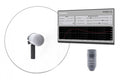 Parabolic microphone setup showing a parabolic dish with mounted microphone, a software interface, and a microphone capsule CCM 4.