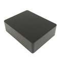 Rectangular black metal enclosure with a smooth finish and rounded edges shown on a white background.
