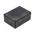 Black rectangular metal box with a removable lid secured by four screws at each corner.