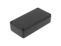 Black rectangular metal enclosure with a flat top and four screws in each corner on a white background.
