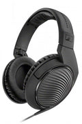Black over-ear wired headphones with cushioned ear pads and a textured outer ear cup design.