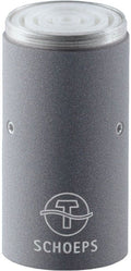 Cylindrical gray device with white top and SCHOEPS logo on front