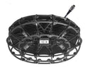 Four SCHOEPS CCM 41 L compact microphones mounted in a rectangular ORTF Surround array inside a fur-covered outdoor windshield, shown with its multicore splitter cabling.